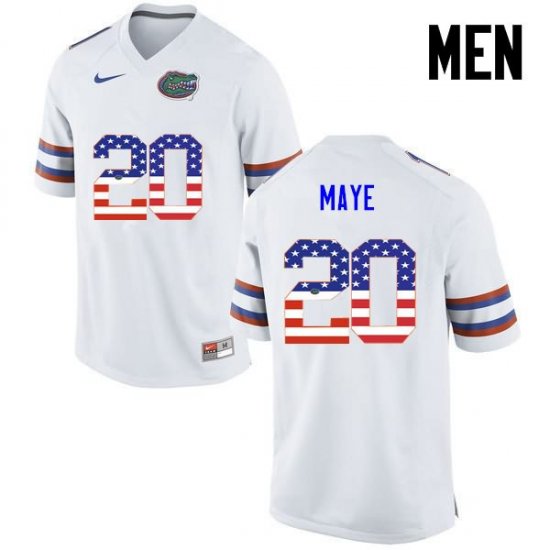 Men's Florida Gators #20 Marcus Maye NCAA Nike White USA Flag Fashion Authentic Stitched College Football Jersey RPT8262VM